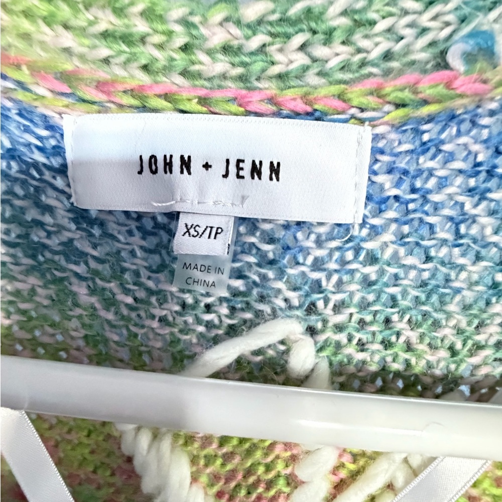John + Jenn Rainbow Stripe Palm Tree Knit Cardigan - Picture 2 of 4